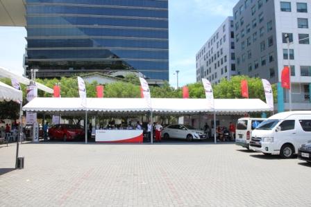 The Toyota pavilion entertained customer inquiries…