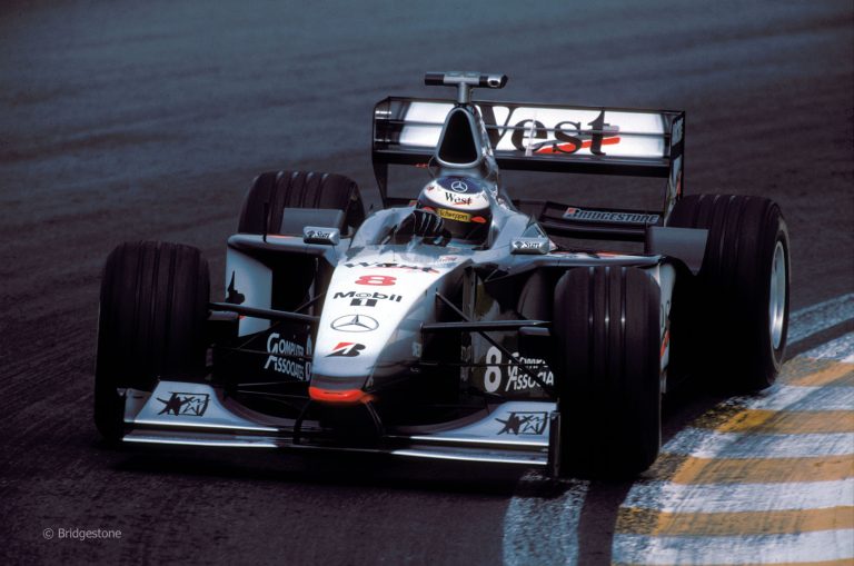 Mika Häkkinen and McLaren-Mercedes won the 1998 Formula One championship on Bridgestone tires