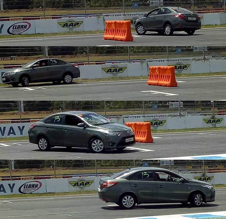 A car club participant attacks the 360° turn of the Autocross course.