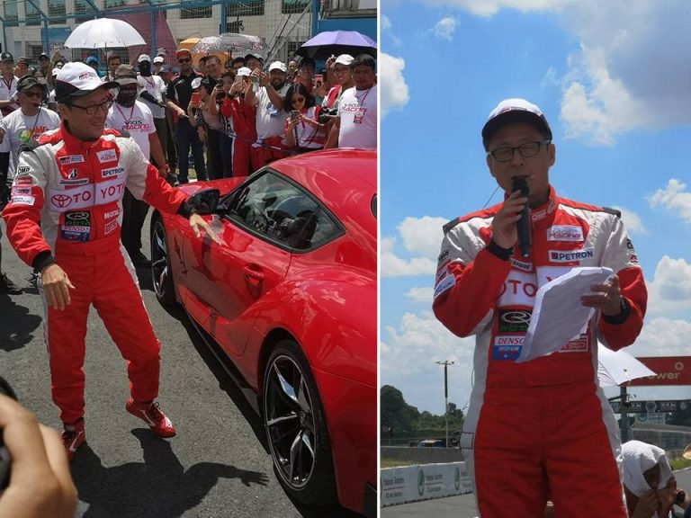 TMP President Satoru Suzuki arrives in the new Toyota Supra to officially open the races.