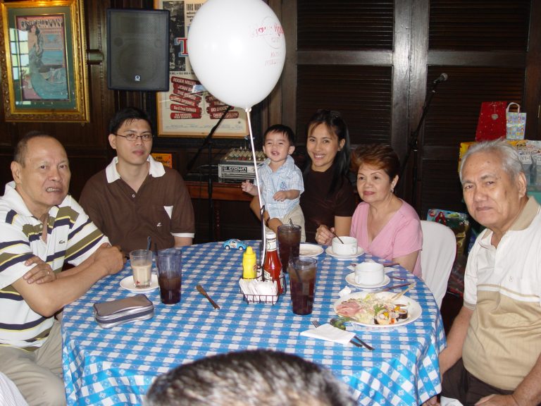 Ildefonso “Fons” Caluag (left) and Atty. Jaime “Jimmy” Dizon (right) at the first birthday of Jimmy’s grandson, Chevy Martin in 2006.