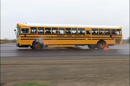 Bus tire blowout training in the US.