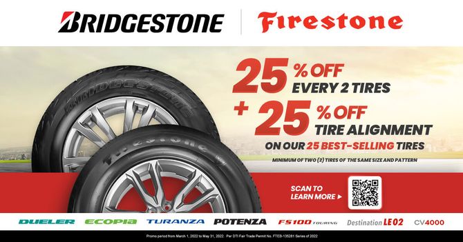 Enjoy Bridgestone and Firestone’s 25 + 25 on 25 Promo this March!